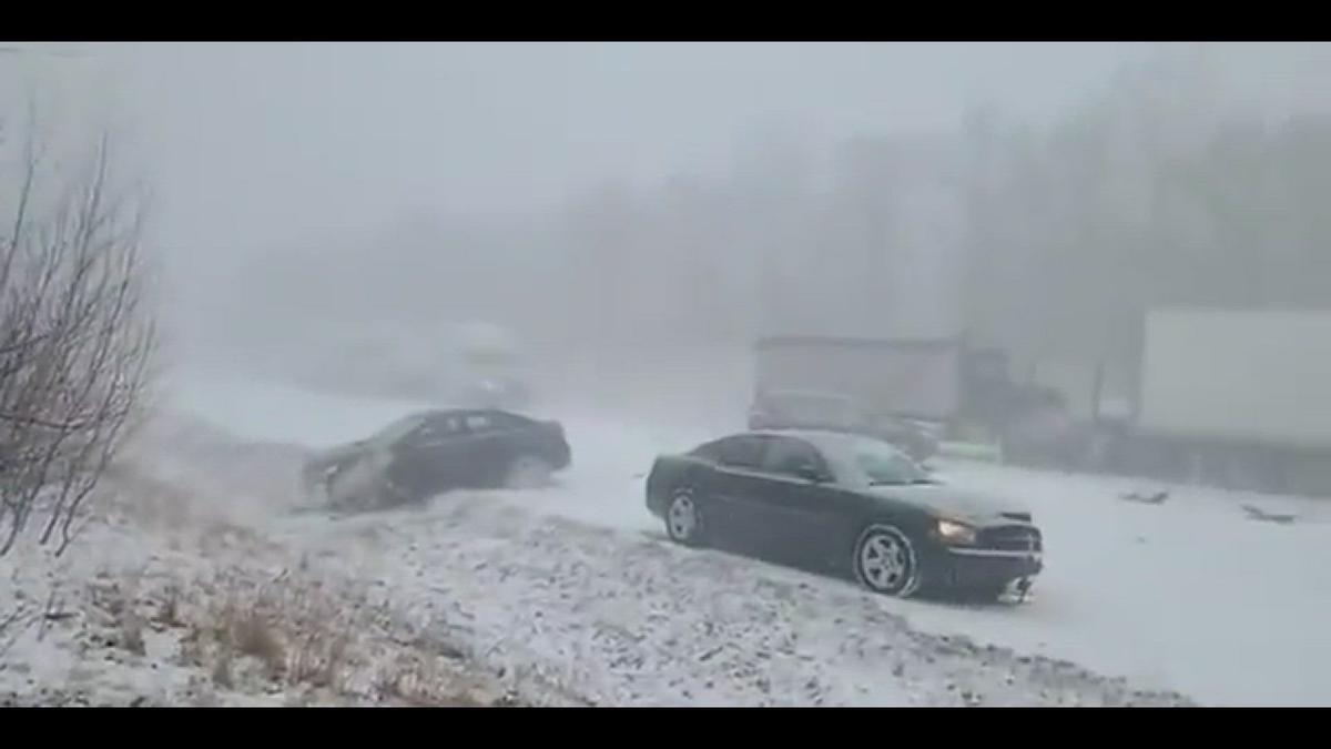 'Video thumbnail for Pileup on I-81 in Pa. During Snow Squall - March 28, 2022'